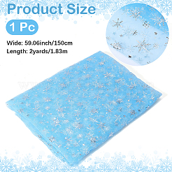 ポリエステル織物  服装アクセサリー  雪の結晶模様  ライトスカイブルー  1500mm&nbsp;DIY-WH20025-048B
