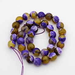 Natural Fire Crackle Agate Faceted Round Beads Strands&nbsp;G-A134-02B-10mm