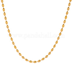 ヨーロッパ製 4mm 304ステンレススチール製 ライスボールチェーンネックレス（女性用）  18KGP本金メッキ  16.14インチ（41cm）&nbsp;JU3322