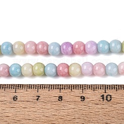 オンブレ効果の不透明クラックルガラスビーズ連売り  ラウンド  染め  ミックスカラー  6~6.5mm  穴：0.8~1mm  約138~146個/連  29.92~31.89インチ（76~81cm）&nbsp;GLAA-Q106-01A-A09