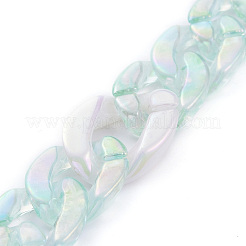 手作りアクリルカーブチェーン  ABカラー  薄緑  リンク：18.5x13.5x4ミリと16x11.5x3mm  39.37インチ（1m）/連&nbsp;AJEW-JB00657