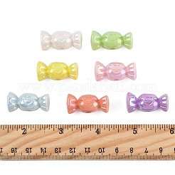 UVメッキ不透明アクリルビーズ40個。  虹色の  心のキャンディー  ミックスカラー  13x29x14mm  穴：3.5mm&nbsp;OACR-FS0002-27