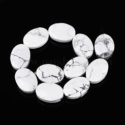 天然石ハウライトビーズ連売り  フラットオーバル  多面カット  18x13~13.5x5.5~6mm  穴：1.2mm  約11個/連  7.87インチ（20cm）&nbsp;G-S354-13x18-A11