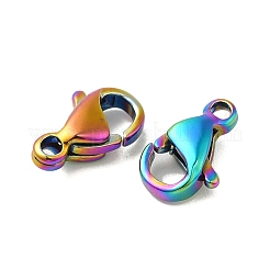 イオンプレーティング（IP）304ステンレススチールカニカン  オウムトリガークラスプ  虹色  12x7.5x3.5mm  穴：1.4mm&nbsp;STAS-AB12-M
