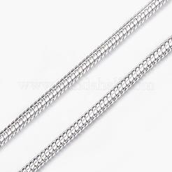 304ステンレススチールスネークチェーンネックレス  カニカン付き  銀色のメッキ  17.7インチ（45cm）&nbsp;NJEW-E087-01S