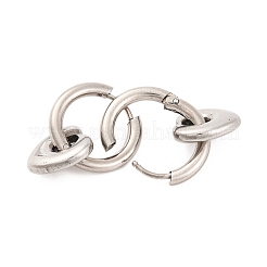 変色しない304ステンレススチール製フープピアス（女性用）  ハート  ステンレス鋼色  24.5x12mm&nbsp;EJEW-Z057-14P-03
