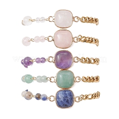 Round & Square Natural Gemstone Beads Link Bracelets&nbsp;BJEW-JB13487