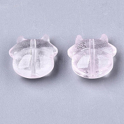 透明焼付塗料ガラスビーズ  牛  パールピンク  11.5x12x6mm  穴：1mm&nbsp;DGLA-R052-001-A04