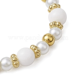 Round 304 Stainless Steel & Natural White Jade Beaded Stretch Bracelets for Women&nbsp;BJEW-JB11055-01