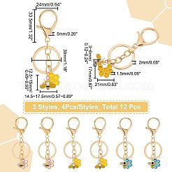 合金エナメルペンダントキーホルダー4セット  鉄製の分割キーリングと304ステンレススチール製の丸カン付き  ミツバチとハニカム  ミックスカラー  8.5cm  3個/セット  4セット/箱&nbsp;KEYC-NB0001-36