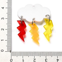 オペークアクリルパーツ  プラチナ鉄ループ付き  雲＆雷  カラフル  39x30x7mm  穴：1.6mm&nbsp;OACR-L019-03B