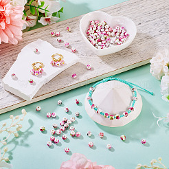 100Pcs 5 Styles Handmade Flower Printed Porcelain Ceramic Beads&nbsp;PORC-TA0001-42A