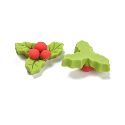樹脂カボション  クリスマステーマ  ヒイラギの葉  黄緑  21x26x8.5mm&nbsp;LS-CRES-D004-05