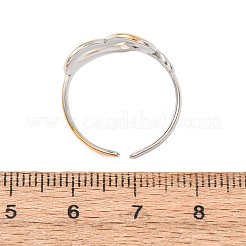 女性用304ステンレススチールカフオープンリング  ゴールデン·ステンレス鋼色  ハート  16.5mm  usサイズ7 1/4(17.5mm)&nbsp;SA-CBABC9E-05B-GP