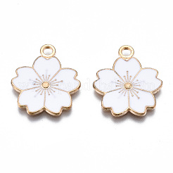 合金エナメルチャーム  さくらの花  ライトゴールド  ミックスカラー  20.5x17.5x1.5mm  穴：2mm&nbsp;X-ENAM-S121-115