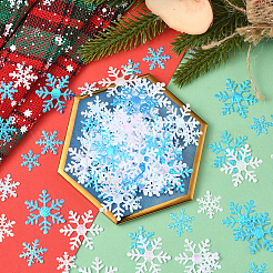 6袋、3スタイル、2色のプラスチック製紙吹雪  スノーフレーク  クリスマスパーティーのお祝いに  ミックスカラー  15~32x0.2mm  1バッグ/スタイル&nbsp;DIY-SC0031-48B