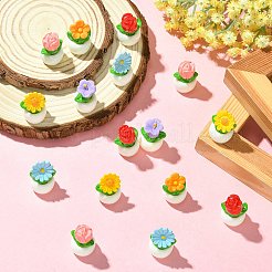 30個 6スタイル 不透明樹脂製植木鉢 植物ディスプレイ装飾  ホームオフィスの装飾用  ミックスカラー  17~18x25~30mm  5個/スタイル&nbsp;DJEW-CJ0001-32