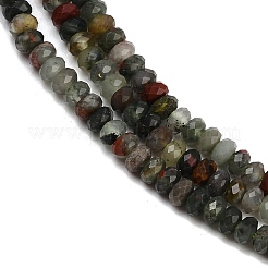 天然のアフリカブラッドストーンビーズ連売り  多面カット  ロンデル  2.5x4mm  穴：0.7mm  約166個/連  15.28''~15.35''（38.8~39センチメートル）&nbsp;G-S388-A02-3x4mm