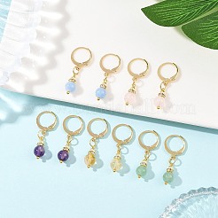 Natural & Synthetic Mixed Stone Round Hoop Earrings&nbsp;EJEW-JE06583