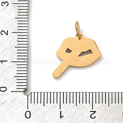 304ステンレススチールエナメルペンダント  ゴールドカラー  チャームリップ  16x14.5x1.5mm  丸カン：6x1ミリ  内径：3.5mm&nbsp;STAS-Z189-09G-02