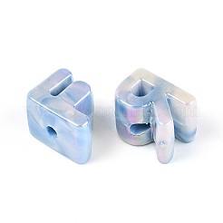 虹色の不透明アクリルビーズ  ランダムな手紙  コーンフラワーブルー  21x8.5~20.5x15mm  穴：4mm&nbsp;OACR-P010-22B-01