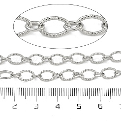 Handmade 304 Stainless Steel Textured Oval Link Chains&nbsp;STAS-F341-12P
