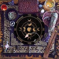 Ahademaker diy wiccan 祭壇用品キット  コーン天然ローズクォーツペンダント付き  304ステンレススチールアズキチェーンネックレスと木製振り子ボード  月の満ち欠けの模様  3個/セット&nbsp;AJEW-GA0004-66F