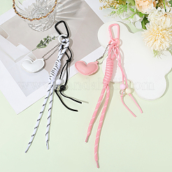 2Pcs 2 Colors Heart PU Leather & Polyester Rope Pendant Decorations&nbsp;HJEW-GF0001-62
