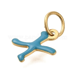 Ion Plating(IP) 304 Stainless Steel Enamel Alphabet Charms&nbsp;STAS-F308-02G-X