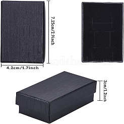 紙のアクセサリー箱  ペンダント/イヤリングボックス  スポンジで  長方形  ブラック  7.25x4.2x3cm&nbsp;LS-CBOX-WH0004-08A