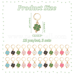 Alloy Enamel Clover Pendant Locking Stitch Markers&nbsp;HJEW-AB00082