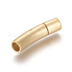 イオンプレーティング（IP）304ステンレススチールバヨネットクラスプ  コラム  マットゴールドカラー  28~28.7x7x8mm  穴：5mm&nbsp;STAS-I013-5mm-MG