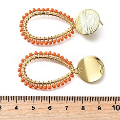 Teardrop Brass Dangle Stud Earrings&nbsp;EJEW-S261-04G
