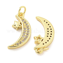 Rack Plating Brass Micro Pave Clear Cubic Zirconia Pendants&nbsp;KK-Q814-10G