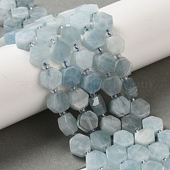 天然石アクアマリンビーズ連売り  六角  シードビーズで  8.5~9x8.5~10x4~5mm  穴：1mm  約37~38個/連  15.55''~15.75''（39.5~40センチメートル）&nbsp;G-P534-A08-02
