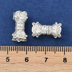 真鍮マイクロパヴェクリアキュービックジルコニアスクリュー留め金  無鉛の  長持ちメッキ  ラックめっき  銀  15.5mm  穴：4mm&nbsp;KK-H202-02C-S