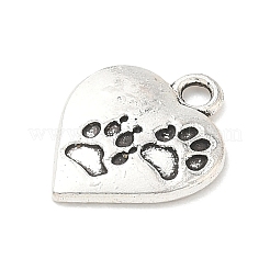 合金のチベット風チャーム  犬シリーズのチャーム  アンティークシルバー  ハート  17x13.5x1.5mm  穴：2mm&nbsp;PALLOY-A037-03H-AS