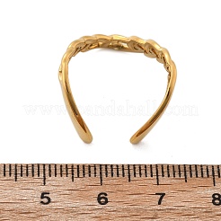 304ステンレススチールカーブチェーンオープンカフリング  18KGP本金メッキ  16.5mm  内径: 調節可能&nbsp;RJEW-Q011-02G