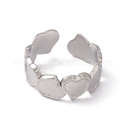 Non-Tarnish 304 Stainless Steel Heart Wrap Open Cuff Ring for Women&nbsp;RJEW-C045-15P