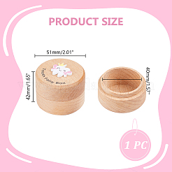 蓋付きの丸いプリント木製乳歯記念品ケース  古いレース  5.2x4.2cm&nbsp;CON-WH0113-12A