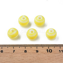 不透明な縞模様のアクリルビーズ  ラウンド  きいろ  10mm  穴：2mm  約940個/500g&nbsp;MACR-S373-27D-06