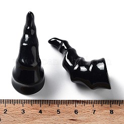 ハロウィン 3D 悪魔の角不透明樹脂カボション  ハロウィンのカチューシャ作りに  ブラック  48x19mm&nbsp;RESI-F051-C01