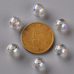 透明なアクリルビーズ  ABカラーメッキ  ラウンド  透明  8x7mm  穴：2mm&nbsp;X-MACR-S370-B8mm-205