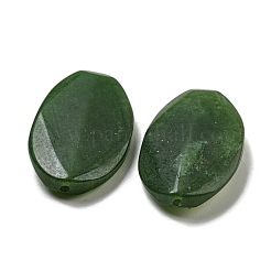 染め天然な白翡翠ビーズ  ファセットフラット楕円  グリーン  43x24~25x8mm  穴：1mm&nbsp;G-B070-43
