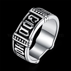 メンズステンレススチールフィンガー指輪  ワイドバンドリング  アンティークシルバー  usサイズ12（21.4mm）&nbsp;RJEW-BB29839-12