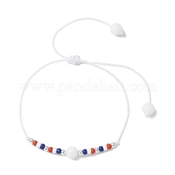 Independence Day Glass Seed Beads Braided Bead Bracelets&nbsp;BJEW-MZ00179-02