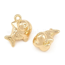 合金チャーム  魚のチャーム  ラックめっき  カドミウムフリー＆鉛フリー  ゴールドカラー  13.5x14x9.5mm  穴：1.4mm&nbsp;AL-CBA83D5-22G