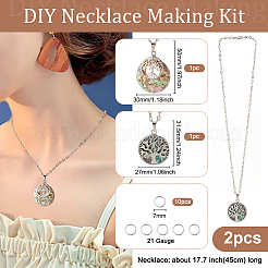 DIY Flat Round with Tree Life Pendant Necklace Making Kit&nbsp;DIY-BC0004-85