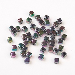 環境に優しいポリスチレンアクリルビーズ  ABカラー  キューブ  ブラック  4x4mm  穴：1mm  約1040個/65g&nbsp;LS-PL337AB-10