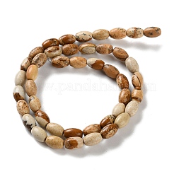 天然石ピクチャージャスパービーズ連売り  ライス  9x6mm  穴：1mm  約44個/連  15.94インチ（40.5cm）&nbsp;G-I369-B04-01